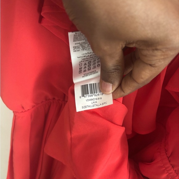 BCBG Ruffle V-Neck Red Chiffon Flowy Dress Romantic Date Night Cocktail S - Picture 6 of 10